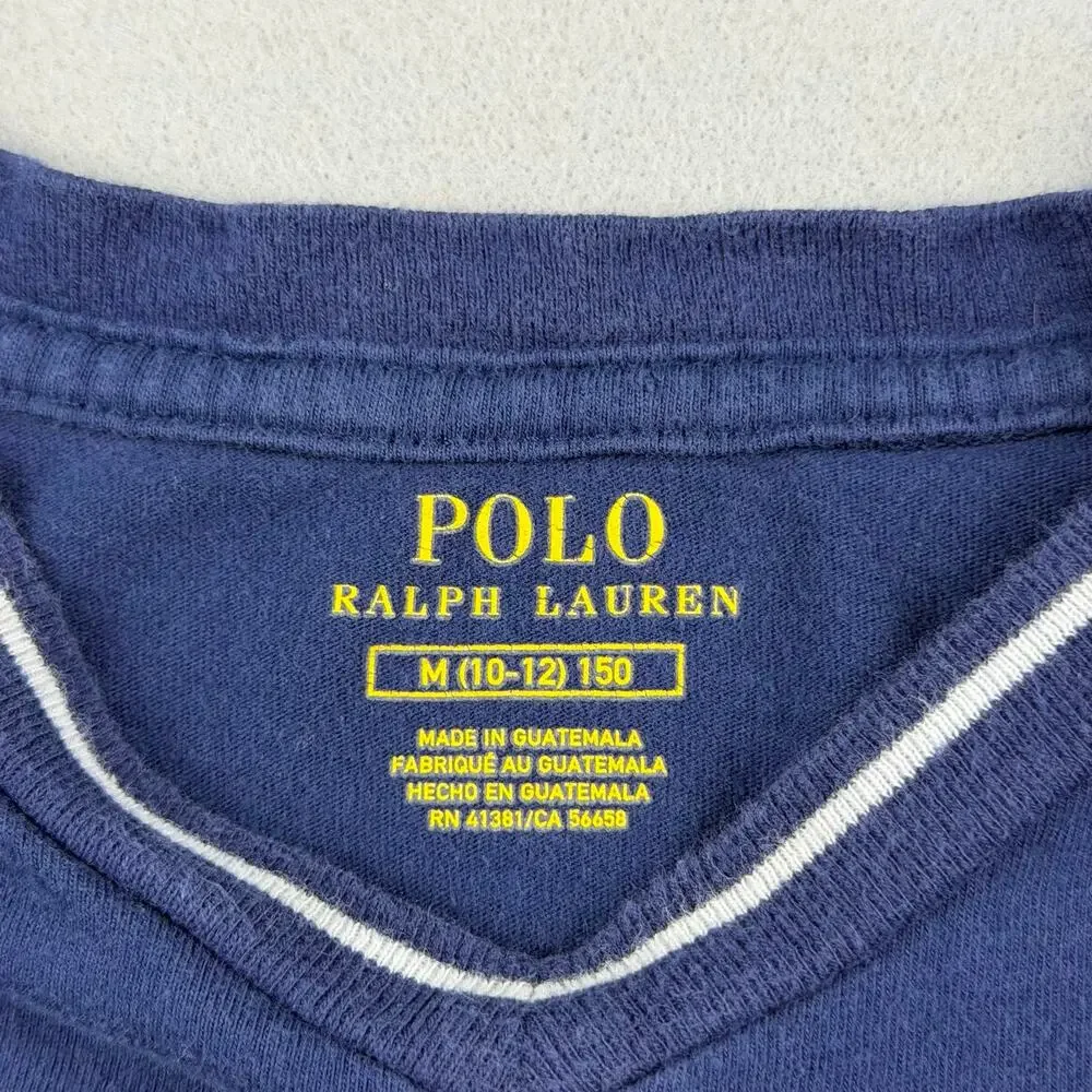 Polo Ralph Lauren Boys V-Neck Pony Tee Blue M 10-12